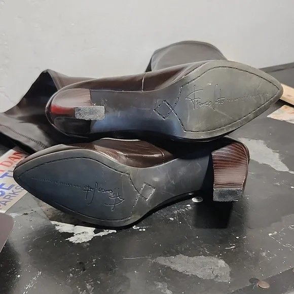 FRANCO SARTO Man Made Thin Patent Pull On Buckle Detail Heelwd Boot 7.5M - Picture 12 of 16